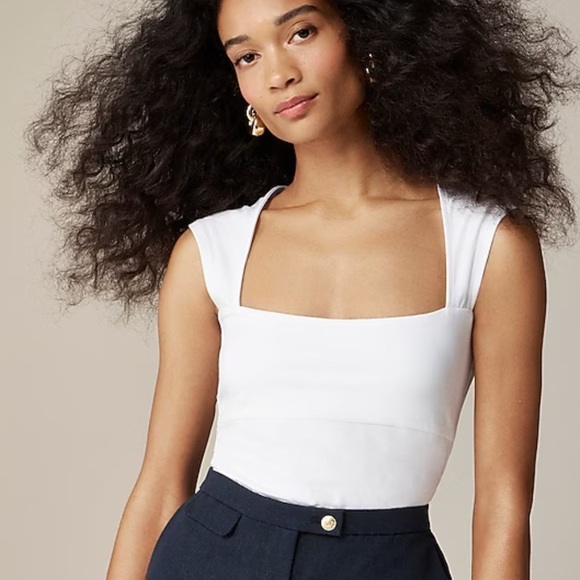 J crew Squareneck cap-sleeve top in stretch cotton blend - Picture 1 of 2